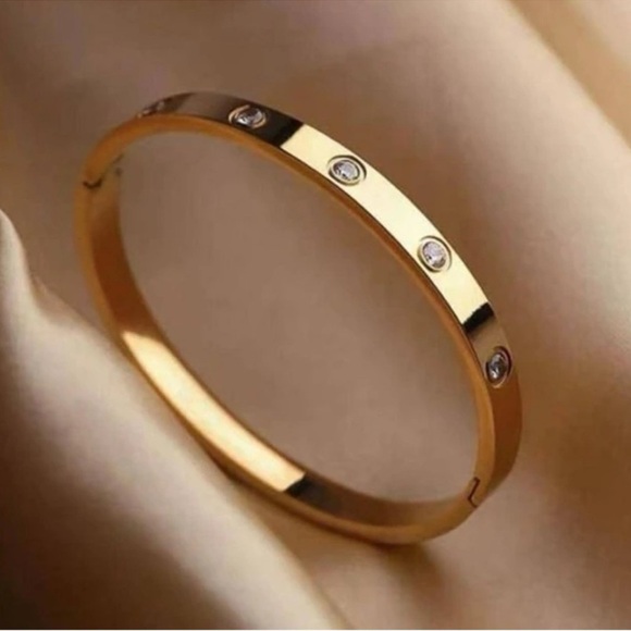 Crystal Gold Orbit Bangle - Picture 2 of 3
